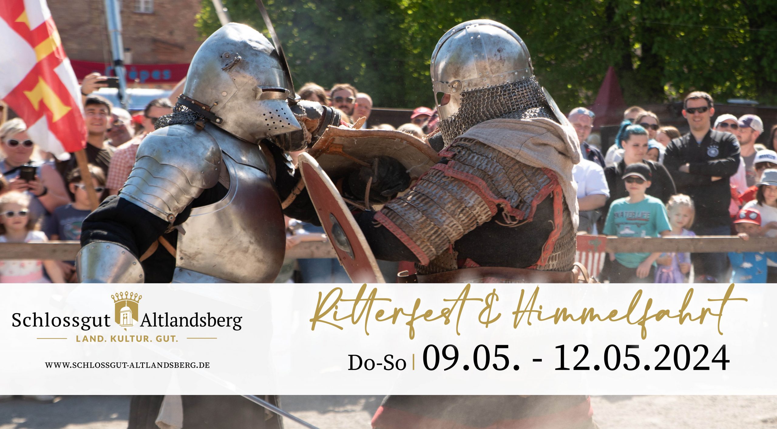 Bild zweier Ritter zum Ritterfest auf dem Schlossgut Altlandsberg.